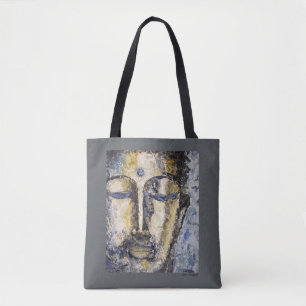 La bolsa de asas azul de la impresión del arte de