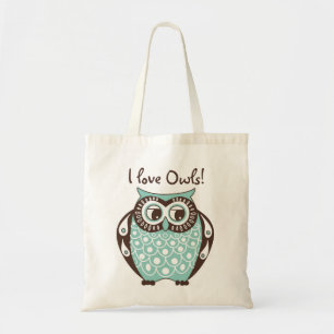 La bolsa de asas azul de los búhos del amor del
