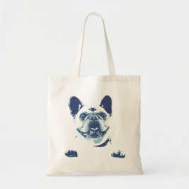 La bolsa de asas azul de los gráficos del bulldog
