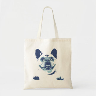 La bolsa de asas azul de los gráficos del bulldog