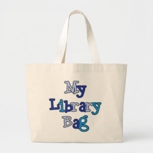 La bolsa de asas azul del bolso de la biblioteca