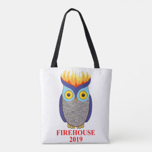 La bolsa de asas azul del búho de FH