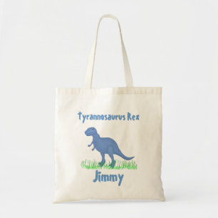 La bolsa de asas azul del dinosaurio del dibujo