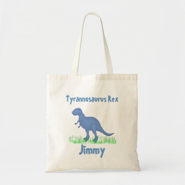 La bolsa de asas azul del dinosaurio del dibujo (Frente)