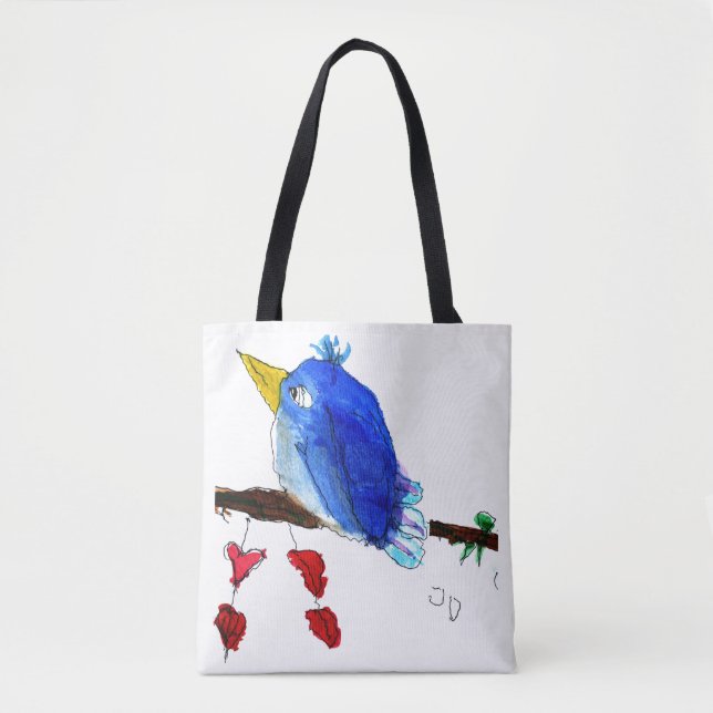 La bolsa de asas azul del pájaro (Anverso)