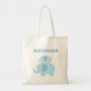 ¡La bolsa de asas azul del pañal de los elefante