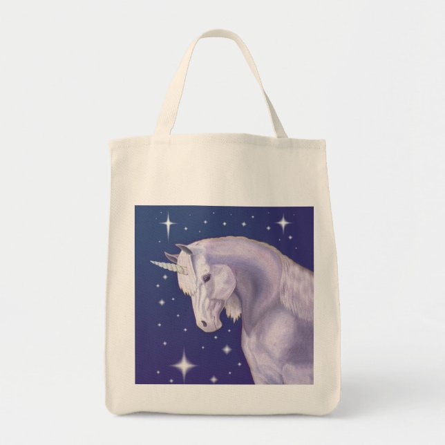 La bolsa de asas azul del unicornio (Frente)