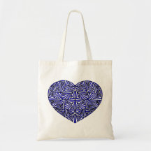 La bolsa de asas azul enredada del corazón