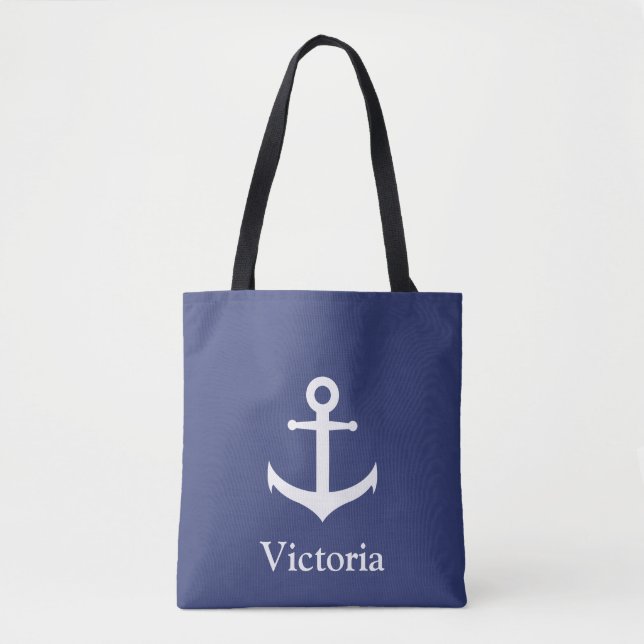 La bolsa de asas azul y blanca náutica conocida de (Anverso)