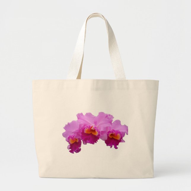 La bolsa de asas blanca adornada con las orquídeas (Frente)