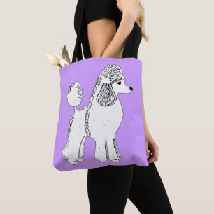 La bolsa de asas blanca de la lila del caniche