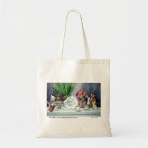 La bolsa de asas blanca de pelo largo del gato