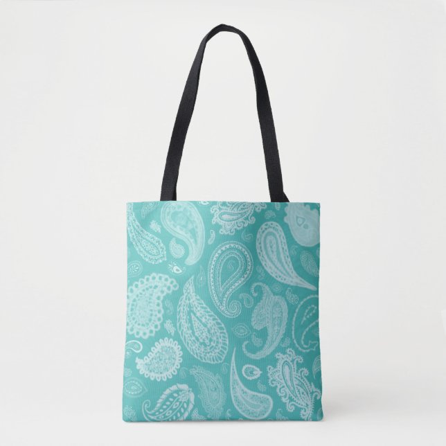 La bolsa de asas blanca del diseñador de Paisley (Anverso)