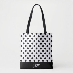 La bolsa de asas blanco y negro de encargo del