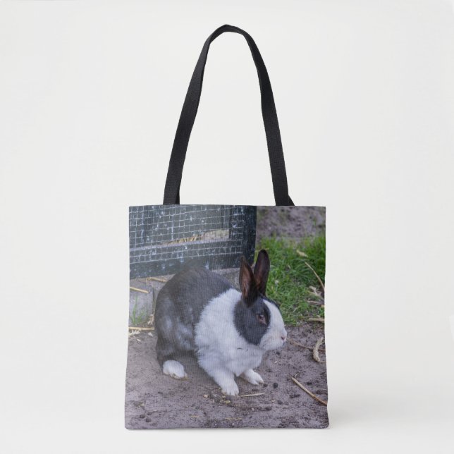 La bolsa de asas blanco y negro del conejo (Anverso)