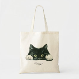 la bolsa de asas blanco y negro linda del gato