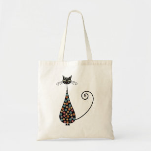 La bolsa de asas colorida del gato negro