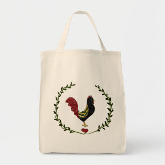 La bolsa de asas con el gallo y la guirnalda del