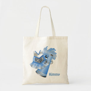 La bolsa de asas de encargo azul de la lona de la