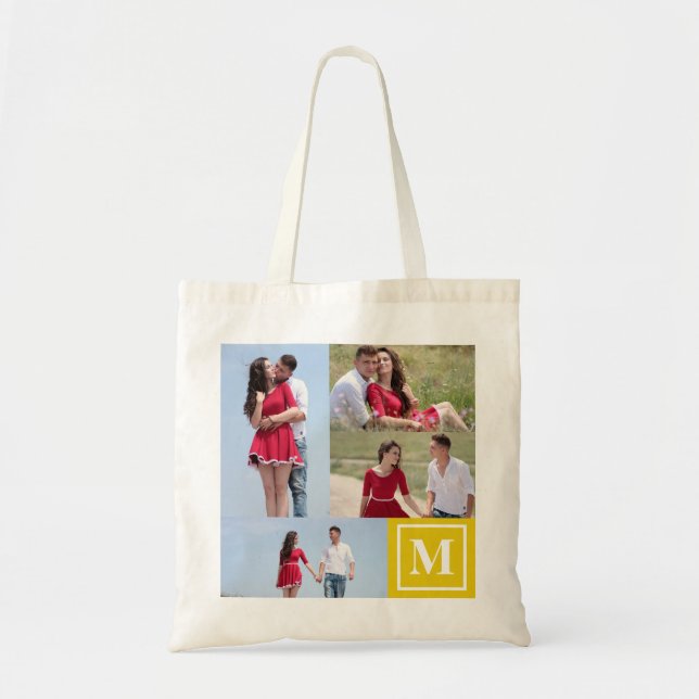 La bolsa de asas de encargo del amarillo del (Frente)