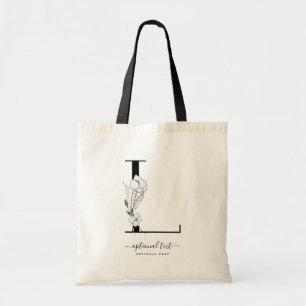 La bolsa de asas de encargo floral del monograma -