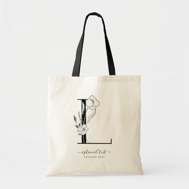 La bolsa de asas de encargo floral del monograma - (Frente)