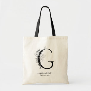 La bolsa de asas de encargo floral del monograma -