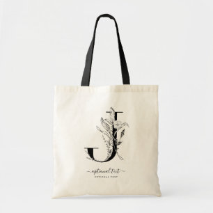 La bolsa de asas de encargo floral del monograma -