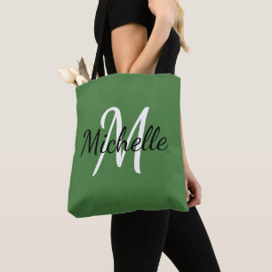 La bolsa de asas de encargo verde y blanca del