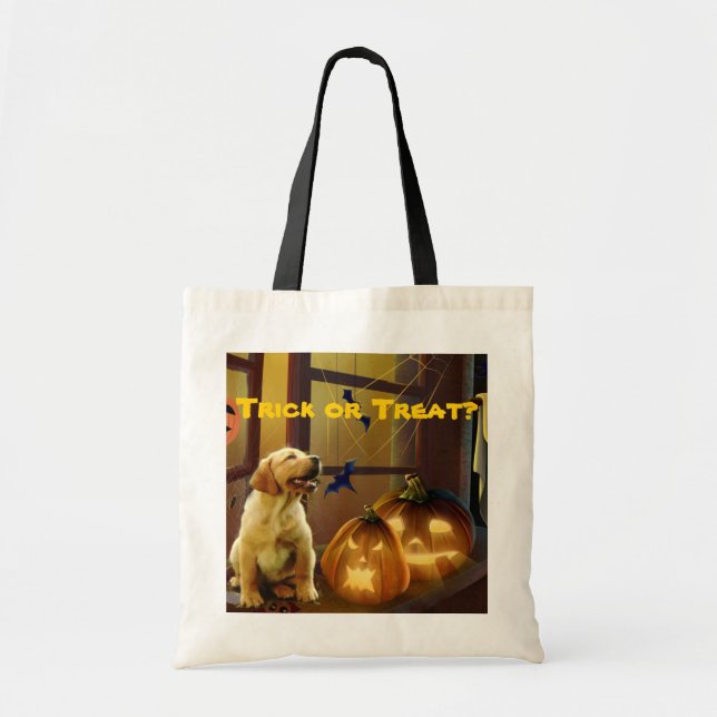 La bolsa de asas de Halloween del perrito del (Frente)