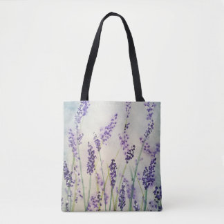 La bolsa de asas de la acuarela de la lavanda