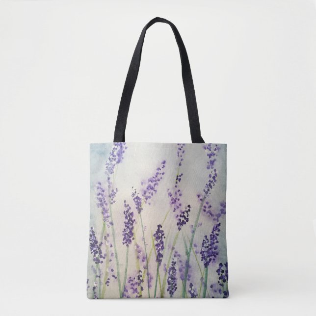 La bolsa de asas de la acuarela de la lavanda (Anverso)