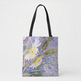 La bolsa de asas de la acuarela de la margarita
