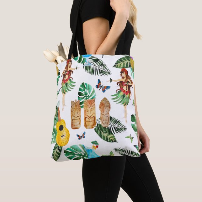 La bolsa de asas de la acuarela del fiesta de Tiki (Detalle)