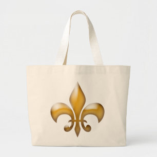 La bolsa de asas de la flor de lis del oro