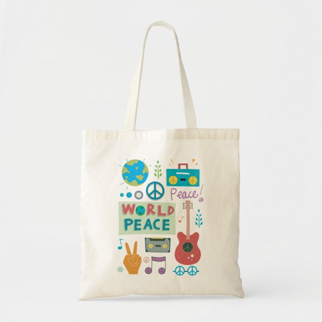 La bolsa de asas de los símbolos de paz de mundo (Frente)