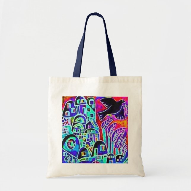 La bolsa de asas de Tallit - ciudad del AZUL del (Frente)