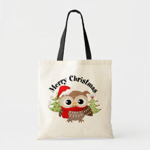 La bolsa de asas del búho de las Felices Navidad