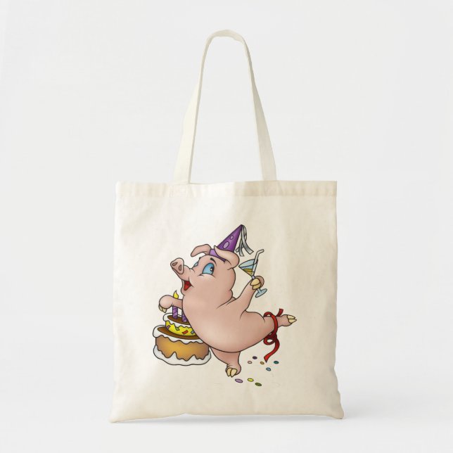 La bolsa de asas del cerdo del cumpleaños (Frente)