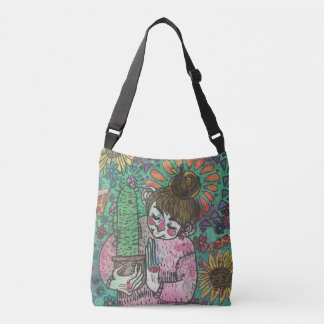 La bolsa de asas del chica del cactus en verde