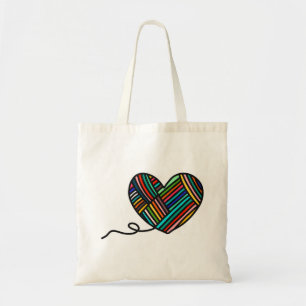 La bolsa de asas del corazón del hilado