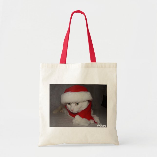 La bolsa de asas del gatito del navidad (Frente)