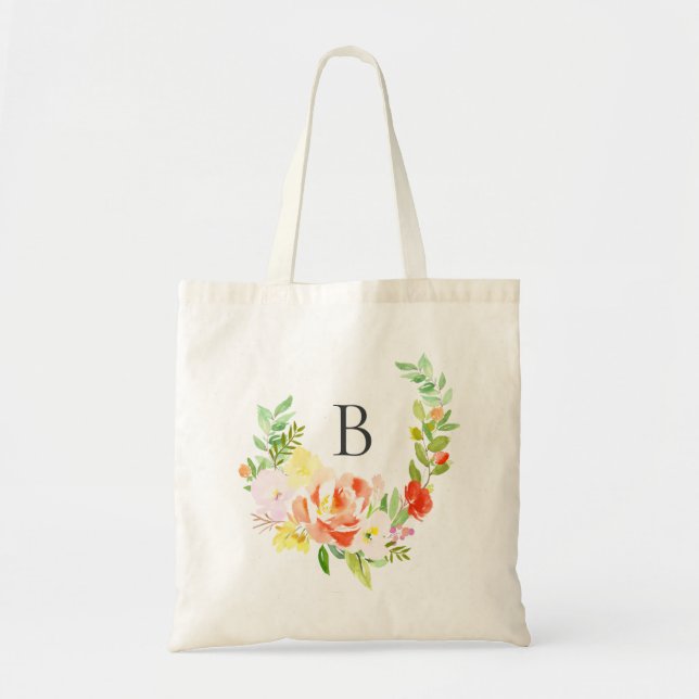 La bolsa de asas del monograma de la guirnalda de (Frente)