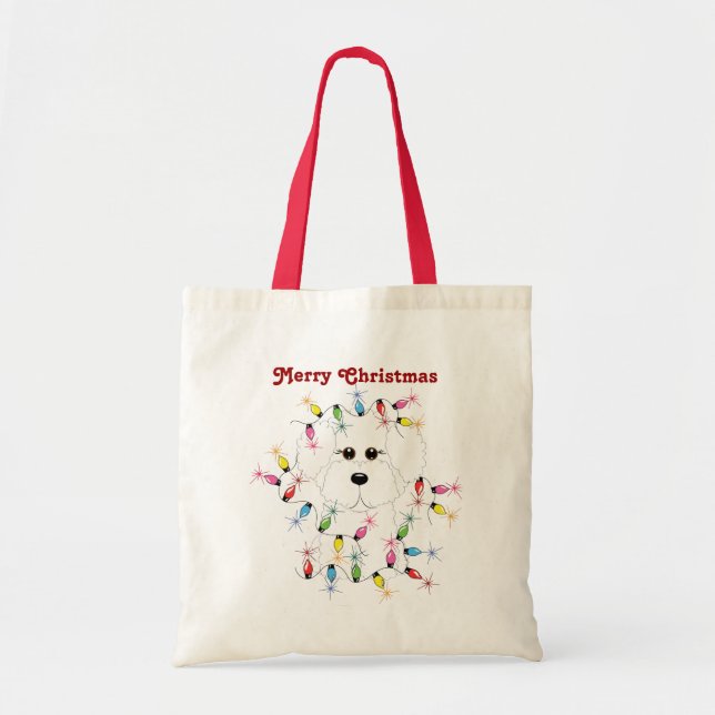 La bolsa de asas del navidad de Bichon Frise (Frente)