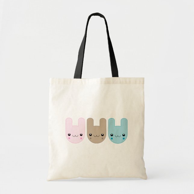 La bolsa de asas del trío del conejito de Kawaii (Frente)