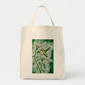 La bolsa de asas del ultramarinos con el colibrí