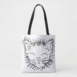 La bolsa de asas divertida del dibujo del gato