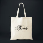 La bolsa de asas elegante de la novia<br><div class="desc">¡La esta bolsa de asas ofrece la palabra "novia" en una fuente negra elegante - grande para novia-a-sea! ¡Perfeccione para llevar a cabo un planificador del boda,  las revistas,  el etc!</div>