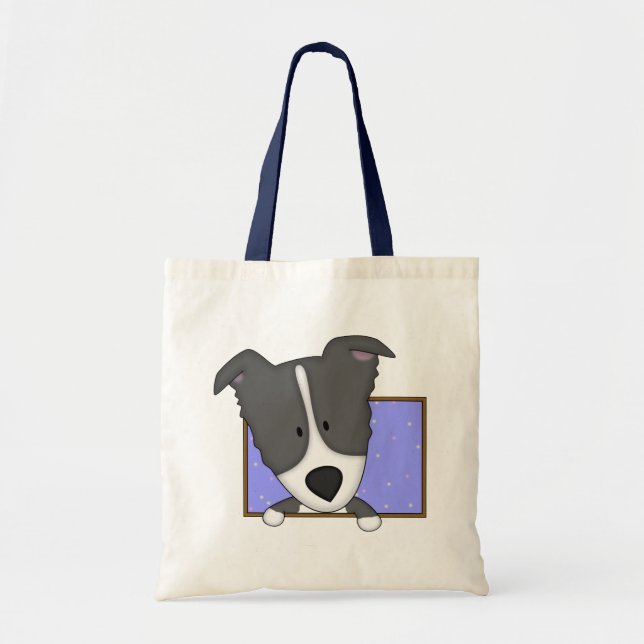 La bolsa de asas enmarcada del border collie del (Frente)