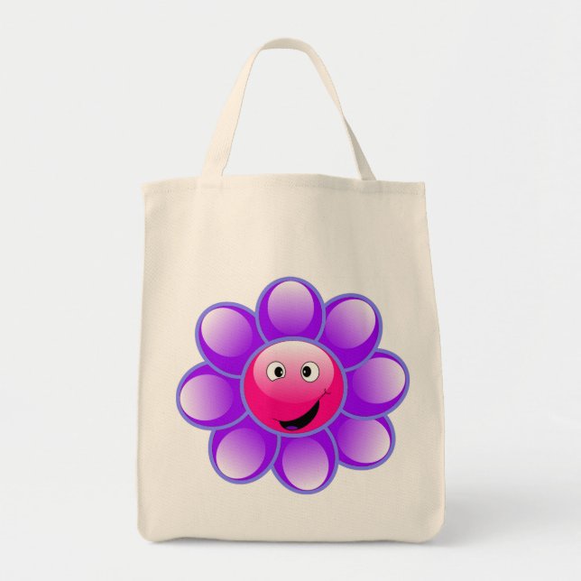 La bolsa de asas feliz de la flor de la cara (Frente)